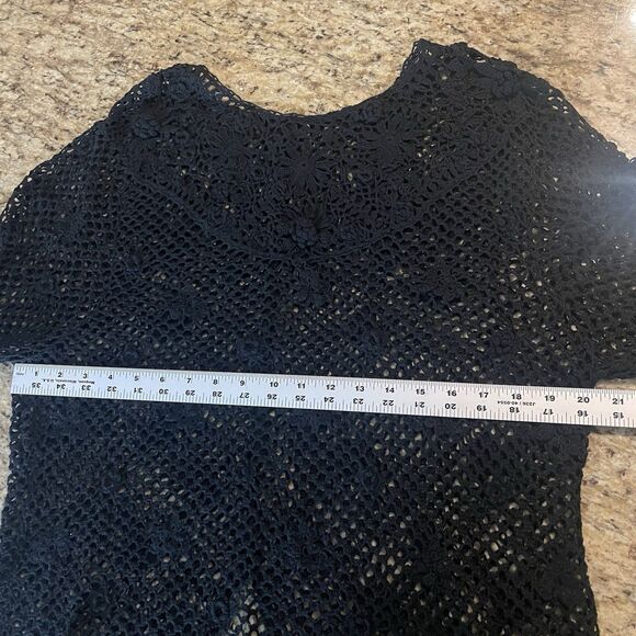 Black Witchy Whimsy Goth Emo Crochet Cardigan Measures Like A Large - Picture 9 of 10